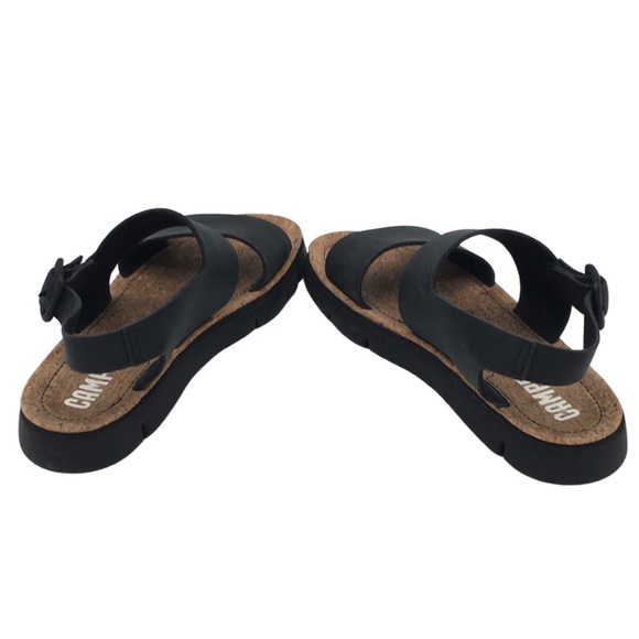 Camper Black Leather Upper Cork Foot Bed Extra Light EVA Soles sandals size 8,5 - Picture 9 of 16